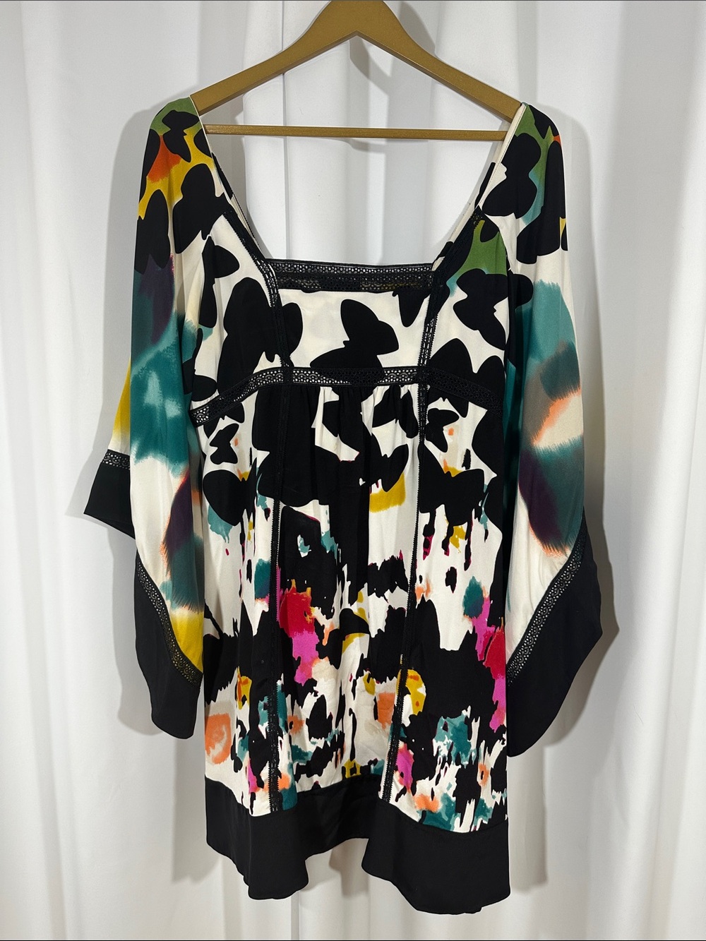 Vintage Y2K Diane von Furstenberg Silk Abstract Print Tunic Top or Mini Dress